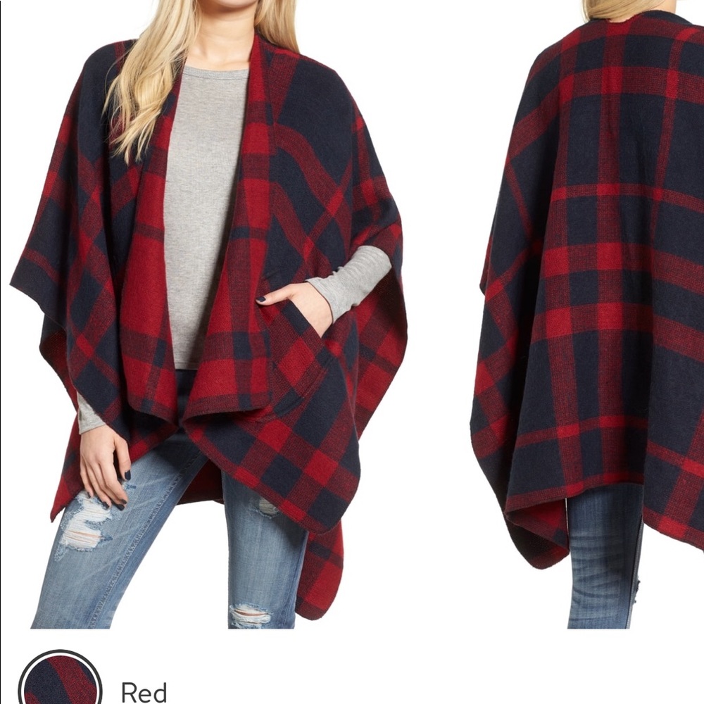 BP. Buffalo Plaid Cape/Poncho